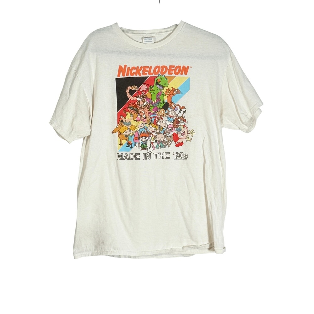 Nickelodeon Made‎ in the 90s Cartoon Characters T Shirt Adult Large White